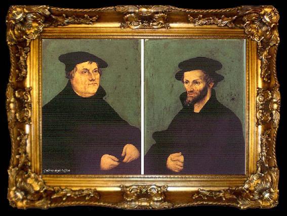framed  CRANACH, Lucas the Elder Portraits of Martin Luther and Philipp Melanchthon y, ta009-2